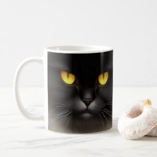 Grappig Angry Fluffy Black Perzische Kitty Cat Fac Koffiemok