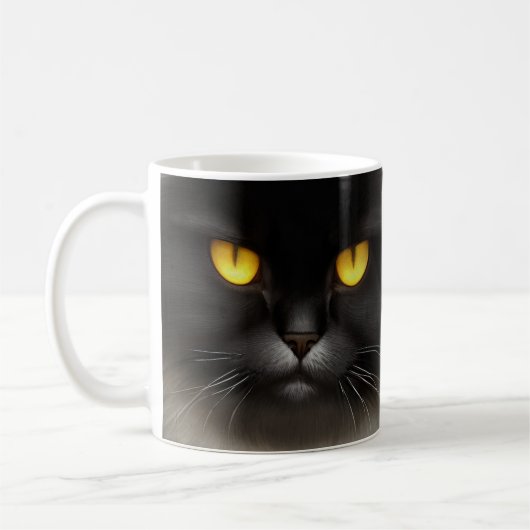 Grappig Angry Fluffy Black Perzische Kitty Cat Fac Koffiemok (Links)