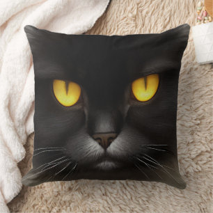 Grappig Angry Fluffy Black Perzische Kitty Cat Fac Kussen