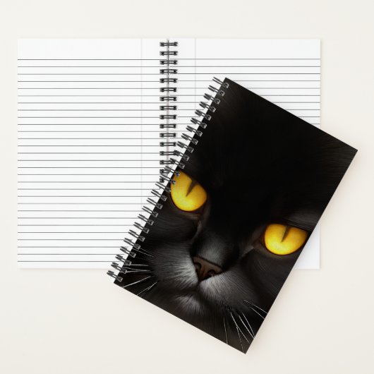 Grappig Angry Fluffy Black Perzische Kitty Cat Fac Notitieboek (Binnen)