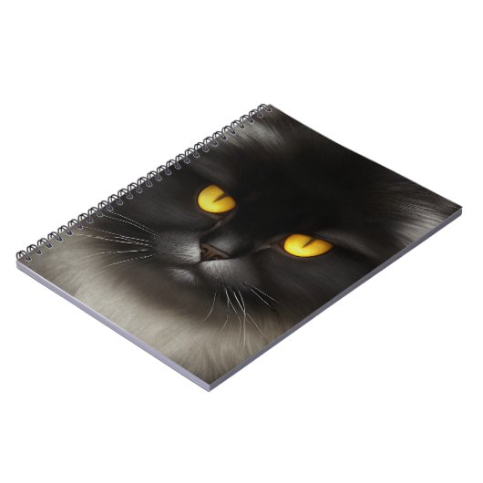 Grappig Angry Fluffy Black Perzische Kitty Cat Fac Notitieboek (Linkerzijde)