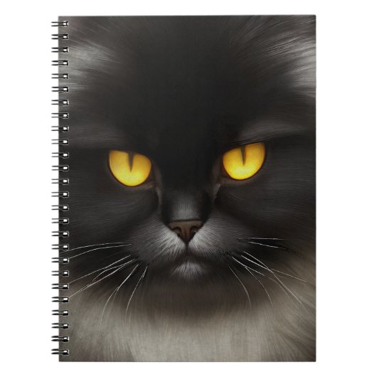 Grappig Angry Fluffy Black Perzische Kitty Cat Fac Notitieboek (Voorkant)