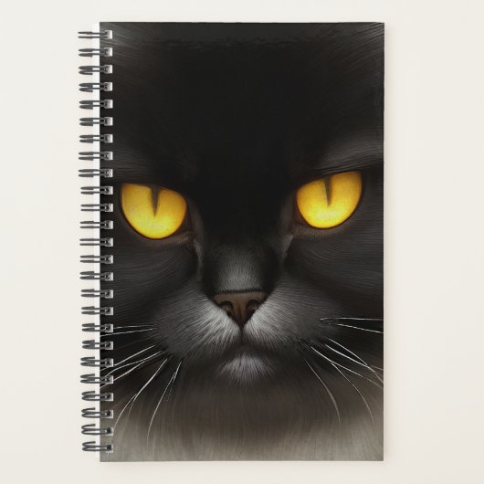Grappig Angry Fluffy Black Perzische Kitty Cat Fac Planner (Voorkant)