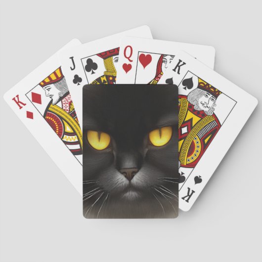 Grappig Angry Fluffy Black Perzische Kitty Cat Fac Pokerkaarten (Achterkant)