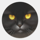 Grappig Angry Fluffy Black Perzische Kitty Cat Fac Ronde Sticker (Voorkant)