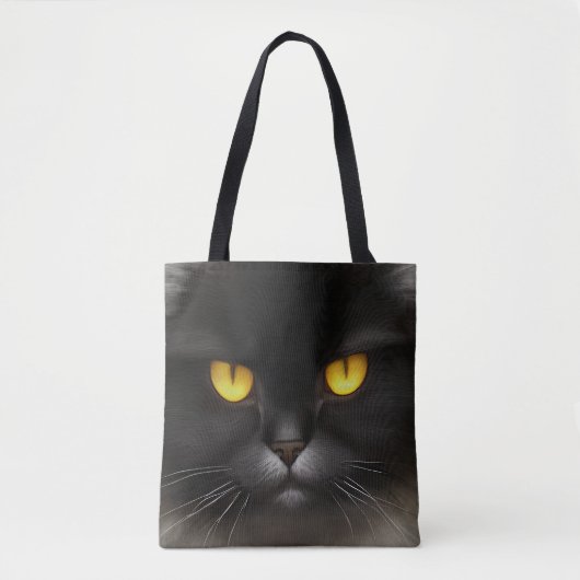 Grappig Angry Fluffy Black Perzische Kitty Cat Fac Tote Bag (Voorkant)