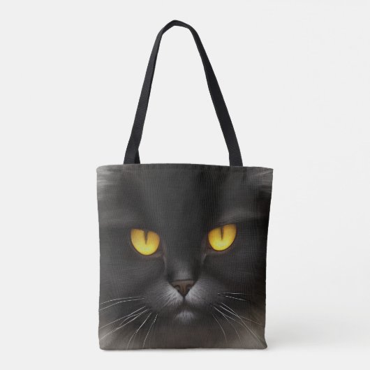 Grappig Angry Fluffy Black Perzische Kitty Cat Fac Tote Bag (Achterkant)