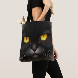Grappig Angry Fluffy Black Perzische Kitty Cat Fac Tote Bag