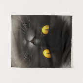 Grappig Angry Fluffy Black Perzische Kitty Cat Fac Wandkleed (Voorkant (horizontaal))