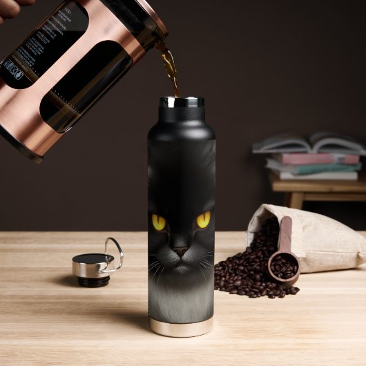 Grappig Angry Fluffy Black Perzische Kitty Cat Fac Waterfles (Koffie)