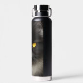 Grappig Angry Fluffy Black Perzische Kitty Cat Fac Waterfles (Achterkant)