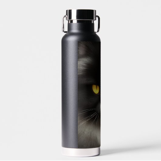 Grappig Angry Fluffy Black Perzische Kitty Cat Fac Waterfles (Voorkant)