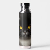 Grappig Angry Fluffy Black Perzische Kitty Cat Fac Waterfles (Links)