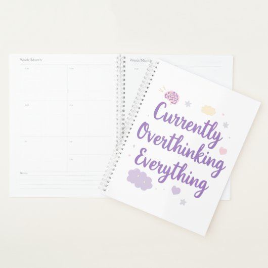 Grappig Angst Overdenken Citaat Pastel Planner (Display)
