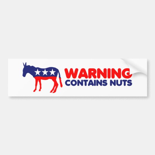 Grappig anti-democraten, waarschuwing bevat noten bumpersticker (Voorkant)