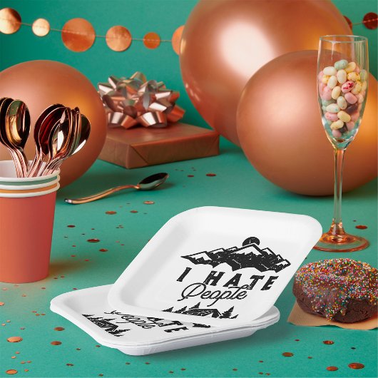 Grappig anti-sociaal kamperen ik haat mensen papieren bordje