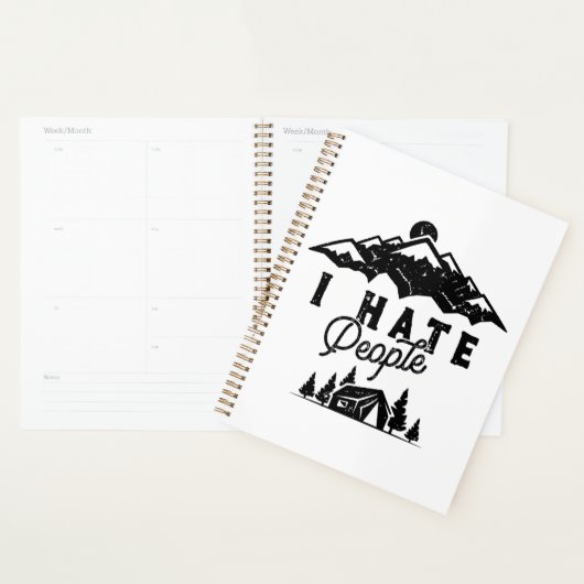 Grappig anti-sociaal kamperen ik haat mensen planner (Display)