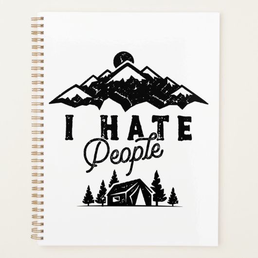 Grappig anti-sociaal kamperen ik haat mensen planner (Voorkant)