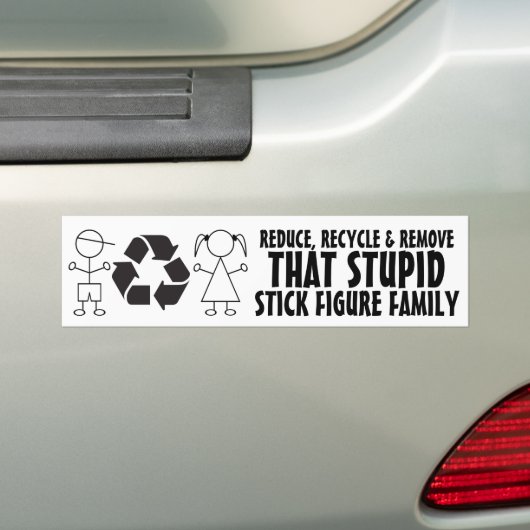 Grappig anti-Stick familie! Verminder Recyclen en  Bumpersticker (Op auto)