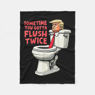 Grappig anti Trump soms moet je twee keer doorspoe Fleece Deken