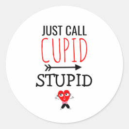 Grappig Anti Valentijns Gezegde Cupid Stupid Heart Ronde Sticker