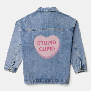 Grappig Anti-Valentijnsdag Stompzinnig Hart Snoep Denim Jacket