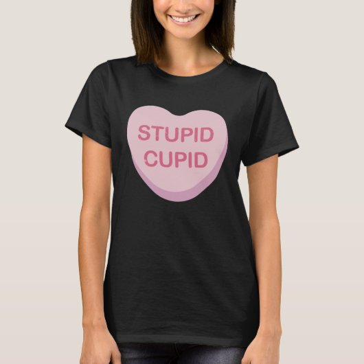 Grappig Anti-Valentijnsdag Stompzinnig Hart Snoep T-shirt (Voorkant)