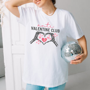 Grappig Anti Valentine Club Gift met Skull handen T-shirt
