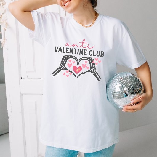 Grappig Anti Valentine Club Gift met Skull handen T-shirt