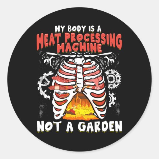 Grappig Anti Vegan Vleeseter Grappig Vleesliefhebb Ronde Sticker (Voorkant)