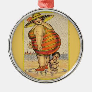 Grappig Antiek Koppel op Strand Bijzonderheid Metalen Ornament