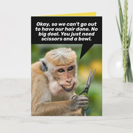 Grappig apen met een slechte kapotte haas kaart (Voorkant)