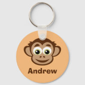 Grappig apenhoofd cartoon gepersonaliseerd kind sleutelhanger (Voorkant)