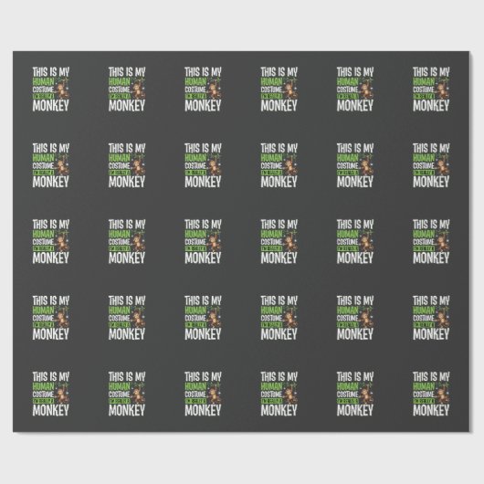 Grappig Apenkostuum Halloween Vector Cadeaupapier (Vlak)