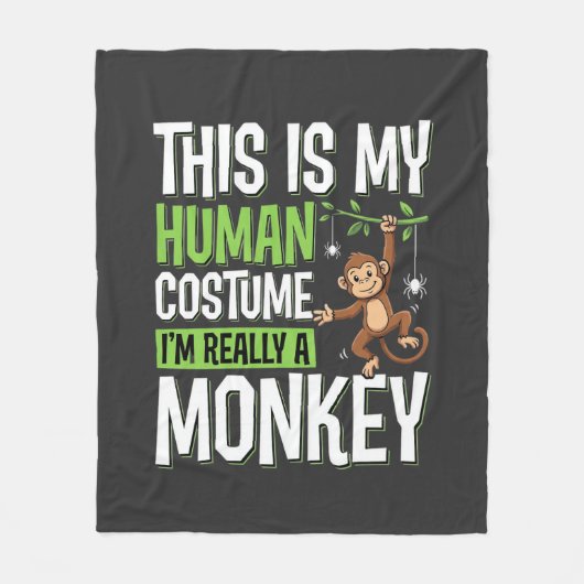 Grappig Apenkostuum Halloween Vector Fleece Deken (Voorkant)