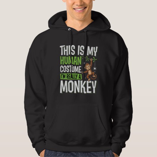 Grappig Apenkostuum Halloween Vector Hoodie (Voorkant)