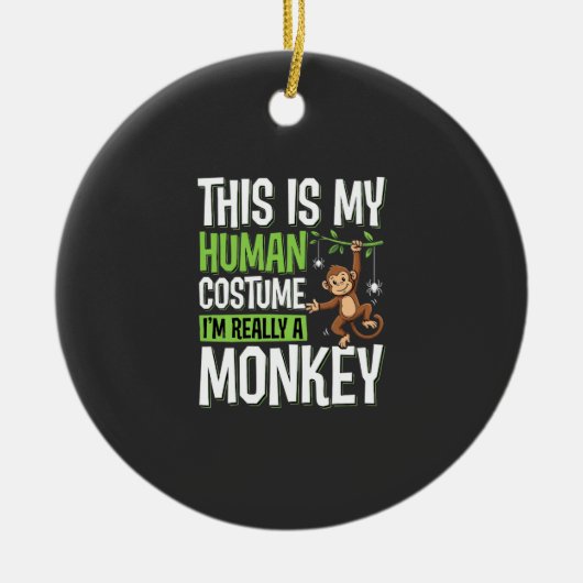 Grappig Apenkostuum Halloween Vector Keramisch Ornament (Voorkant)