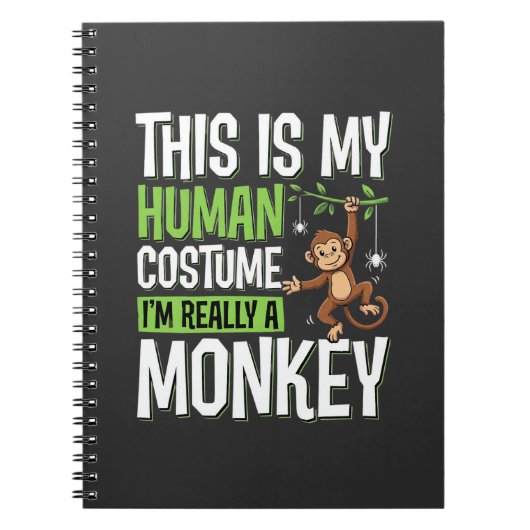 Grappig Apenkostuum Halloween Vector Notitieboek (Voorkant)