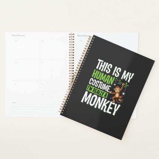 Grappig Apenkostuum Halloween Vector Planner (Display)