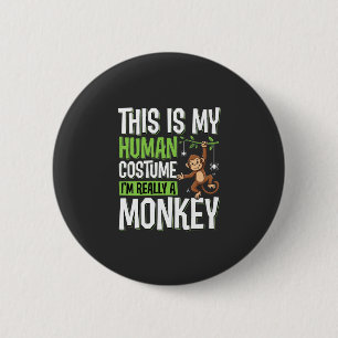 Grappig Apenkostuum Halloween Vector Ronde Button 5,7 Cm