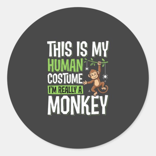 Grappig Apenkostuum Halloween Vector Ronde Sticker (Voorkant)