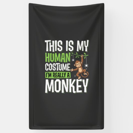 Grappig Apenkostuum Halloween Vector Spandoek (Verticaal)