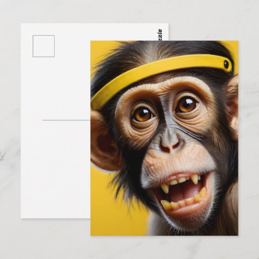 Grappig apenportret briefkaart (Voorkant / Achterkant)