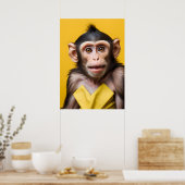 Grappig apenportret poster (Keuken)