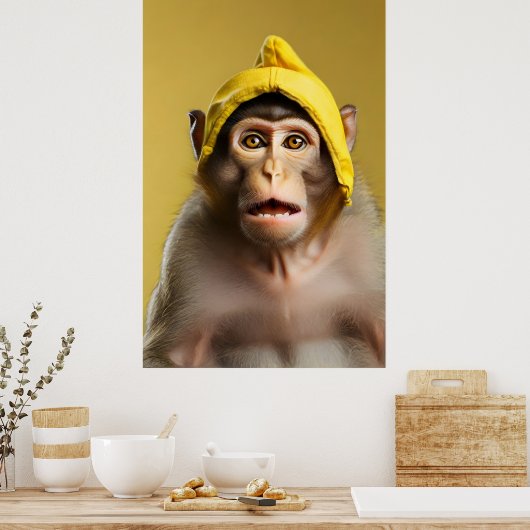 Grappig apenportret poster (Keuken)