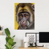 Grappig apenportret poster (Thuiskantoor)