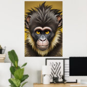 Grappig apenportret poster (Thuiskantoor)