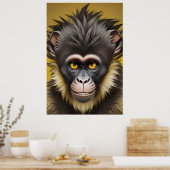 Grappig apenportret poster (Keuken)