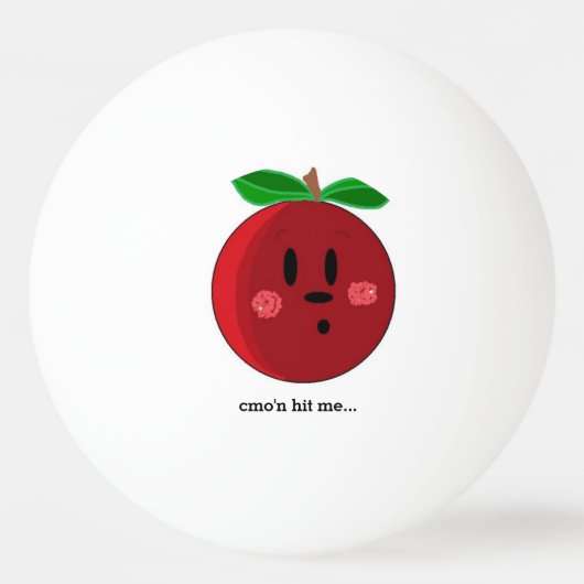 Grappig appelgezicht met spreuk pingpongbal (Voorkant)