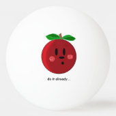 Grappig appelgezicht met spreuk pingpongbal (Achterkant)